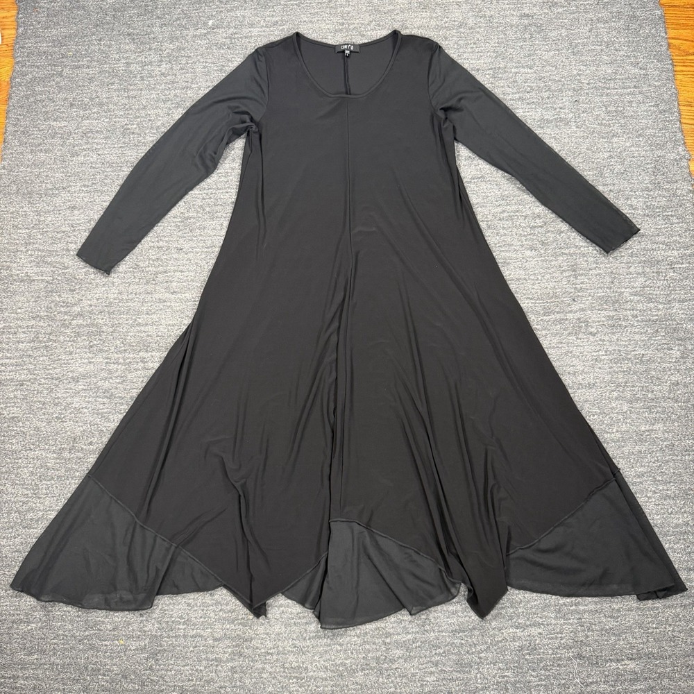 Comfy USA Dress Women Large Midi Long Sleeve Mesh Lagenlook Whimsigoth Witch
